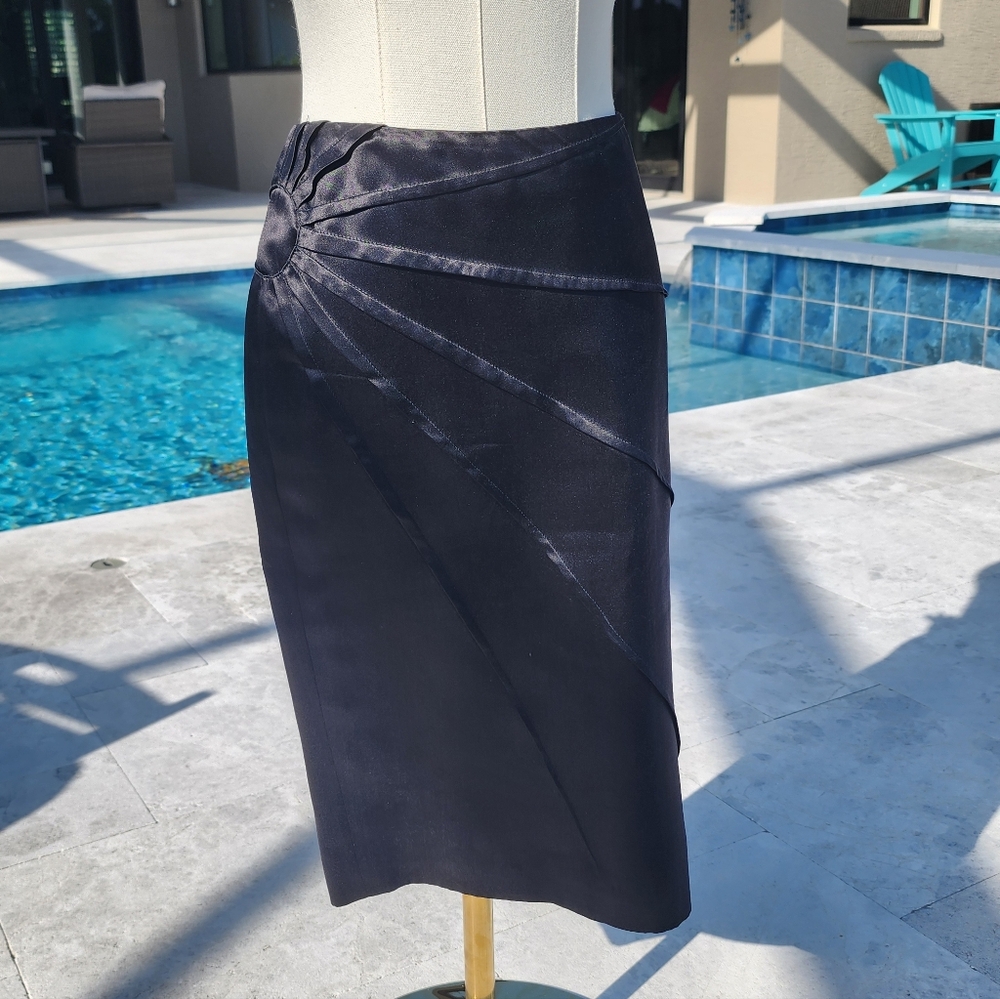 Armani Collezioni Black Satin Sunburst Skirt 🖤